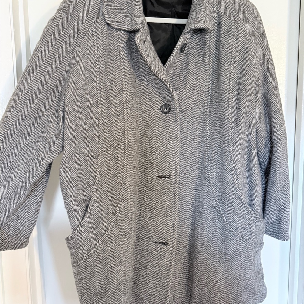 Cabin Creek Women's Black and White Herringbone Pea Coat